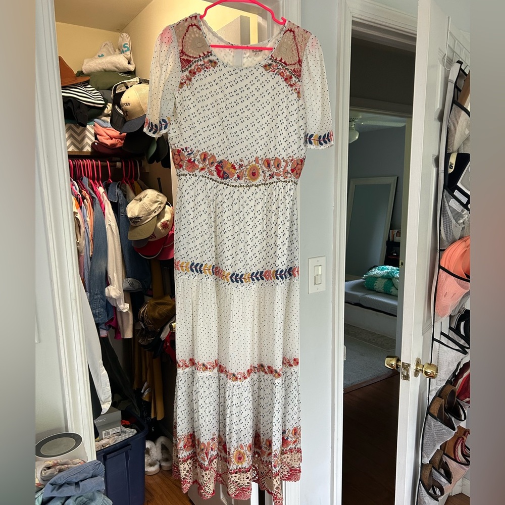 Bohme White Cream Tiered Maxi Sundress